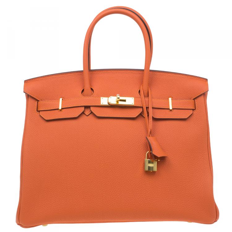 Hermes Orange Togo Leather Gold Hardware Birkin 35 Bag Hermes | The Luxury  Closet