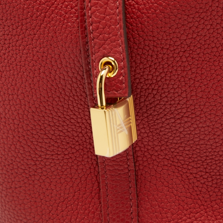 Pre Owned Hermes Rouge Piment Taurillon Maurice Leather Picotin Lock 18 Bag