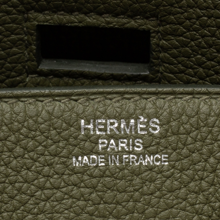 Pre Owned Hermes Vert Veronese/Beige Canvas and Leather Palladium Finish HAC Birkin 40 Bag