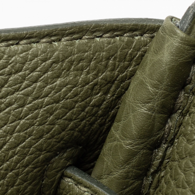 Pre Owned Hermes Vert Veronese/Beige Canvas and Leather Palladium Finish HAC Birkin 40 Bag