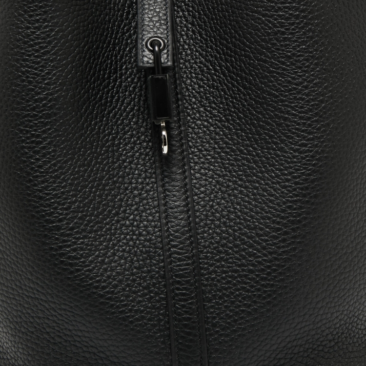 Pre Owned Hermes Noir Taurillon Clemence Leather Monochrome Picotin Lock 22 Bag
