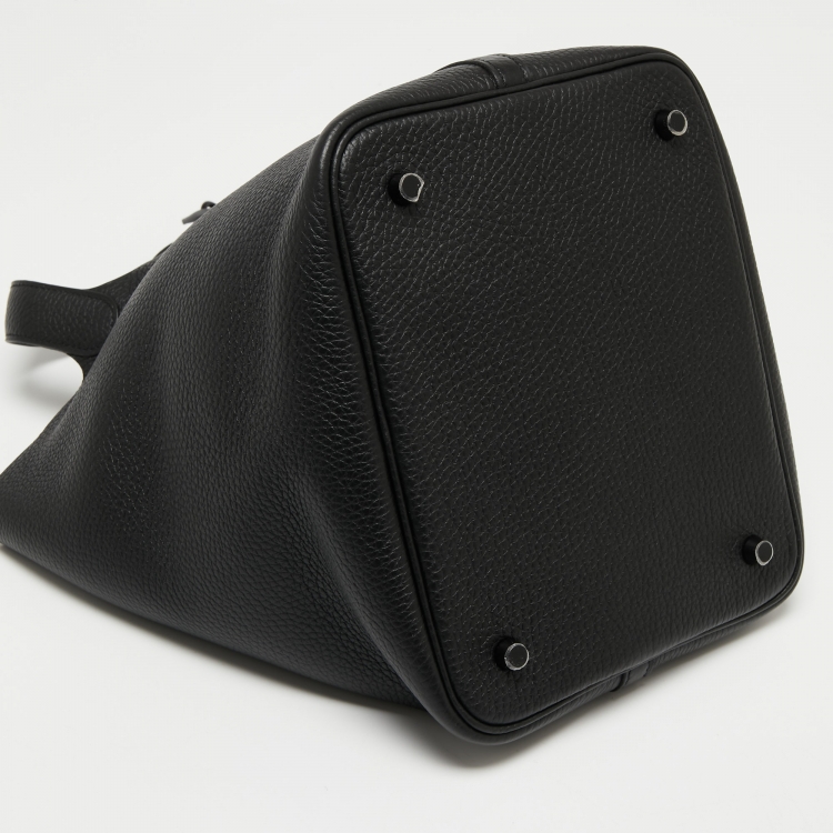 Pre Owned Hermes Noir Taurillon Clemence Leather Monochrome Picotin Lock 22 Bag