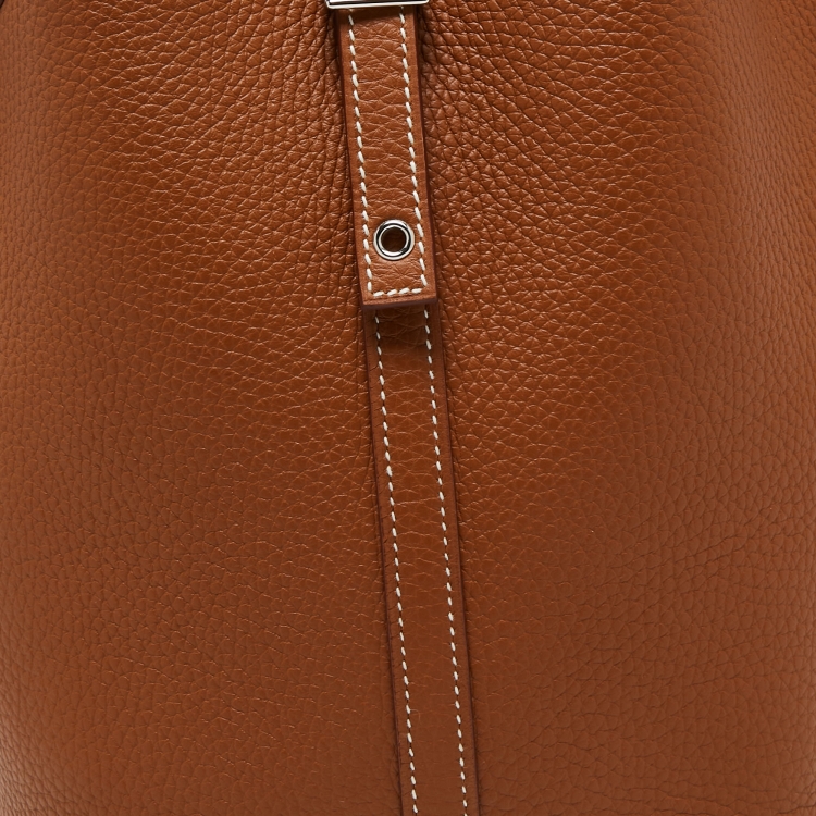 Pre Owned Hermes Gold Taurillon Clemence Leather Picotin Lock 22 Bag