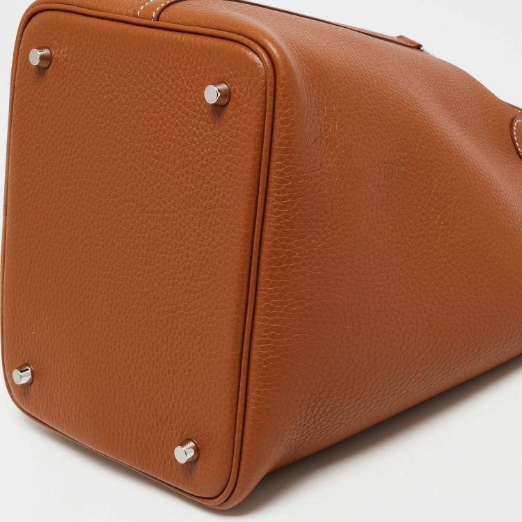 Pre Owned Hermes Gold Taurillon Clemence Leather Picotin Lock 22 Bag