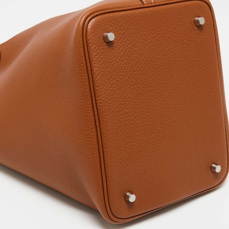 Pre Owned Hermes Gold Taurillon Clemence Leather Picotin Lock 22 Bag