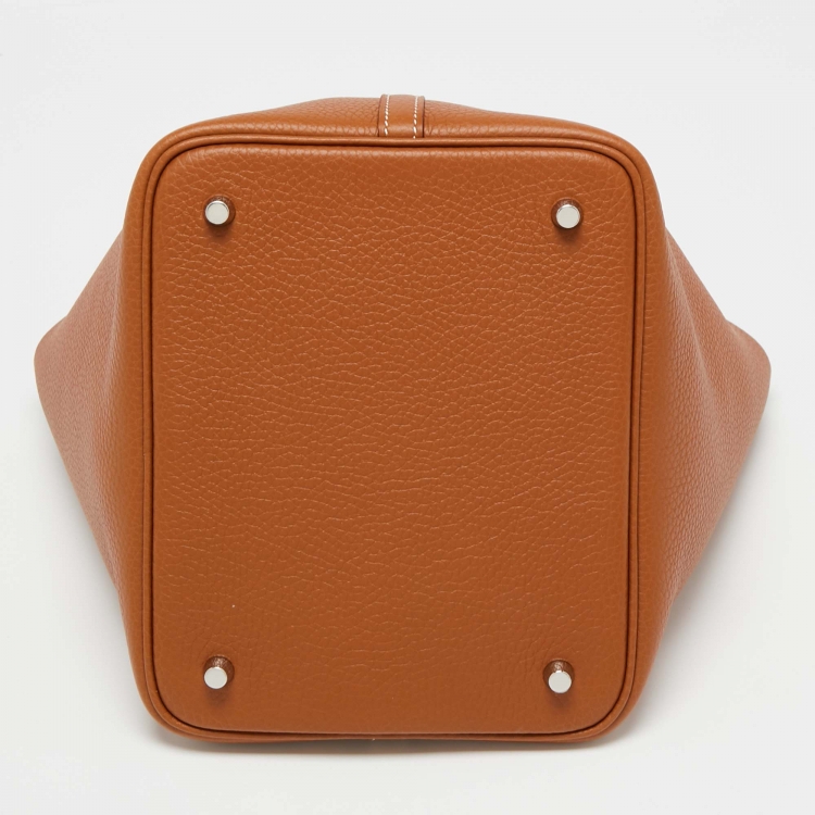 Pre Owned Hermes Gold Taurillon Clemence Leather Picotin Lock 22 Bag