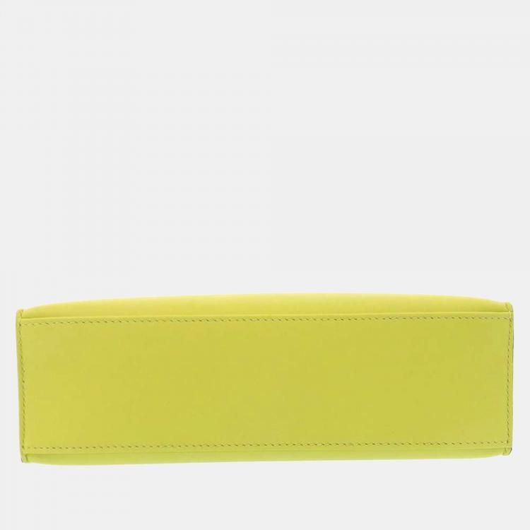 Pre Owned Hermes Yellow Swift Leather Palladium Hardware Pochette Kelly Clutch Bag 