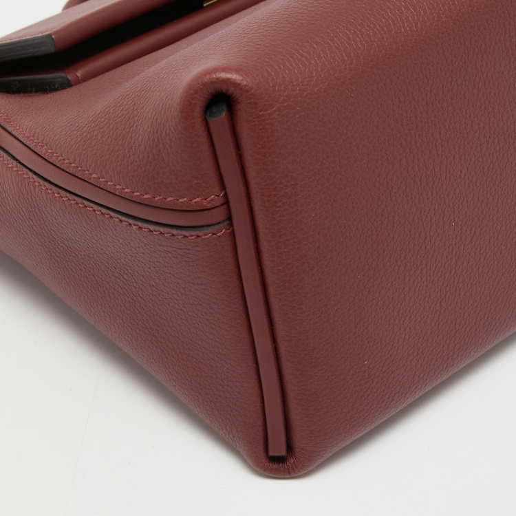 Pre Owned Hermes Rouge H Evercolor and Swift Leather Gold Finish 24/24 21 Bag