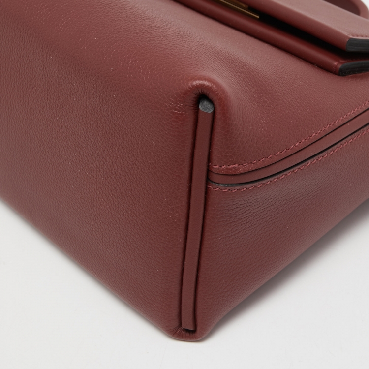 Pre Owned Hermes Rouge H Evercolor and Swift Leather Gold Finish 24/24 21 Bag