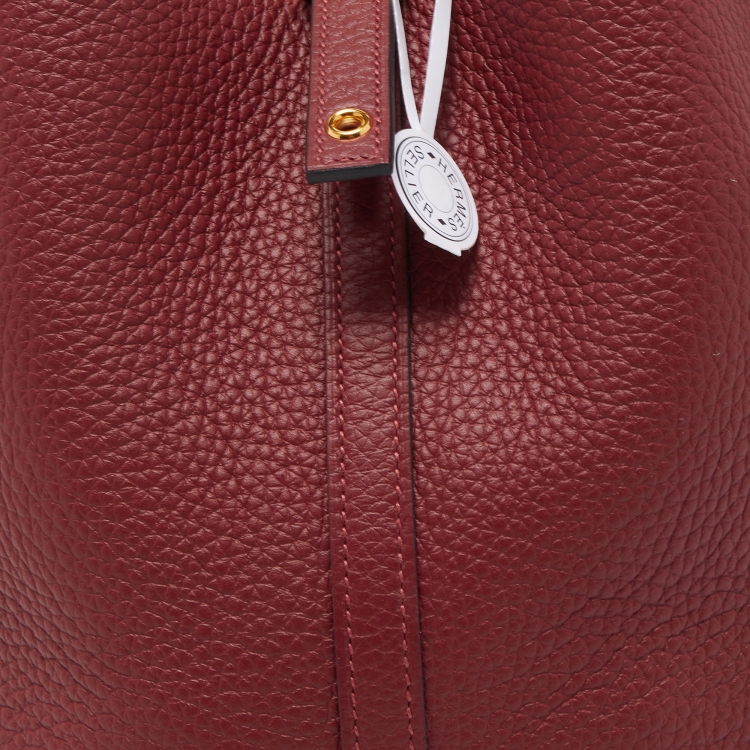 Pre Owned Hermes Rouge Grenat Taurillon Clemence Leather Picotin Lock 22 Bag