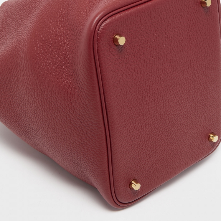 Pre Owned Hermes Rouge Grenat Taurillon Clemence Leather Picotin Lock 22 Bag