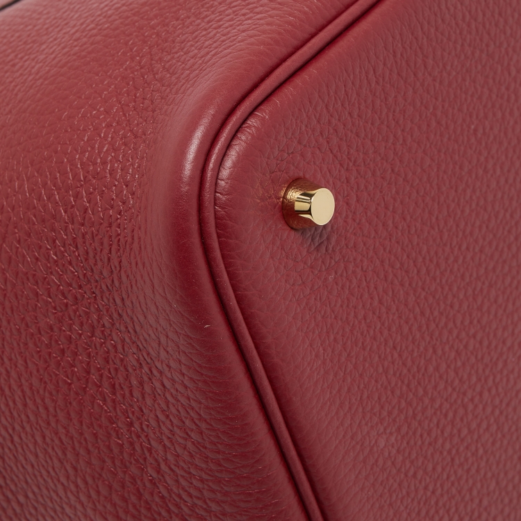 Pre Owned Hermes Rouge Grenat Taurillon Clemence Leather Picotin Lock 22 Bag