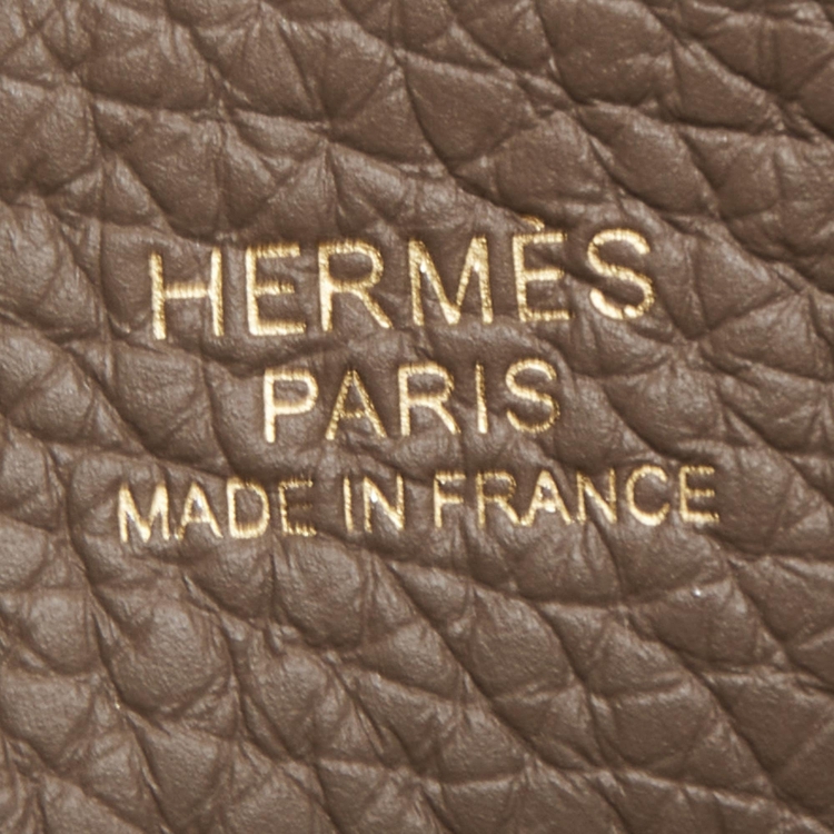 Pre Owned Hermès Etoupe Taurillon Clemence Leather Gold Finish Halzan 25