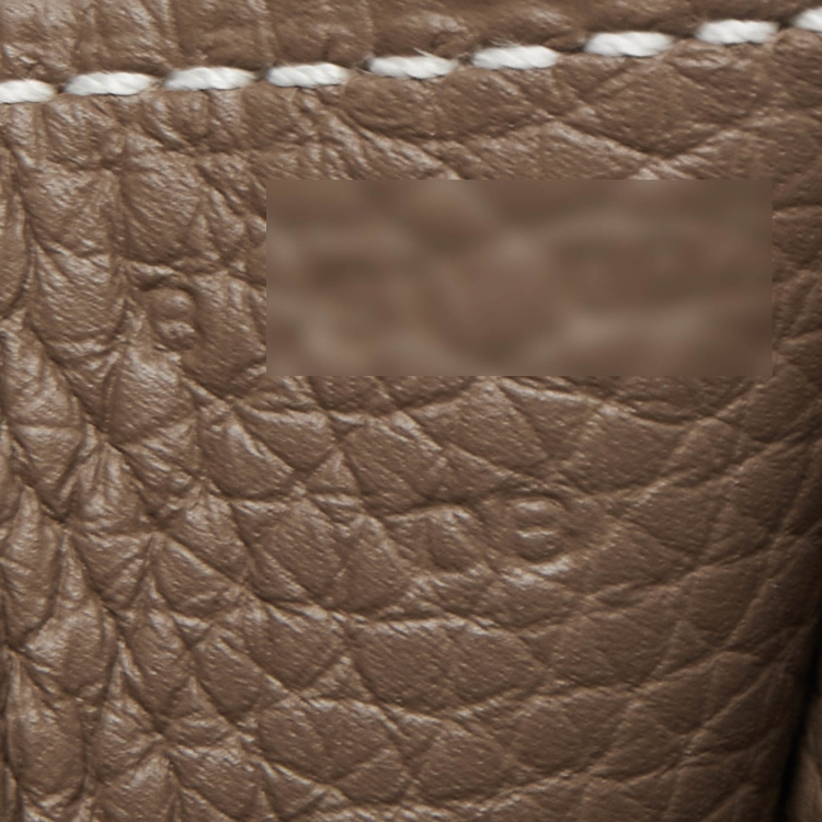 Pre Owned Hermès Etoupe Taurillon Clemence Leather Gold Finish Halzan 25