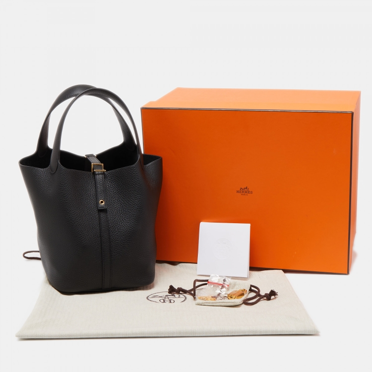 Pre Owned Hermes Noir Togo Leather Picotin Lock 22 Bag