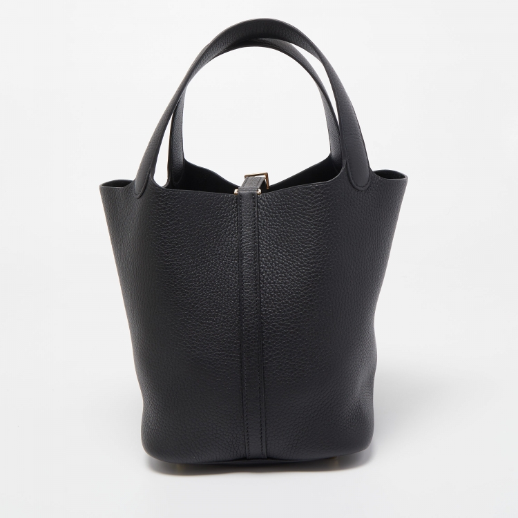 Pre Owned Hermes Noir Togo Leather Picotin Lock 22 Bag