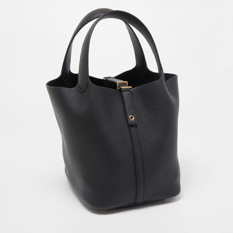 Pre Owned Hermes Noir Togo Leather Picotin Lock 22 Bag