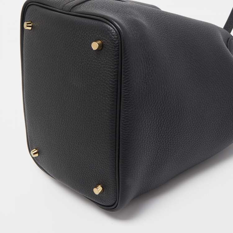 Pre Owned Hermes Noir Togo Leather Picotin Lock 22 Bag