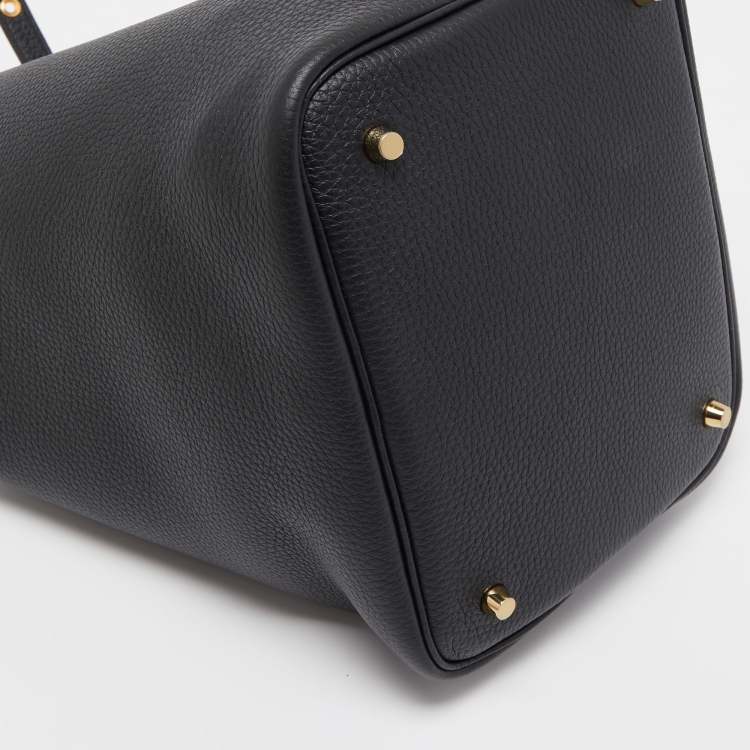 Pre Owned Hermes Noir Togo Leather Picotin Lock 22 Bag