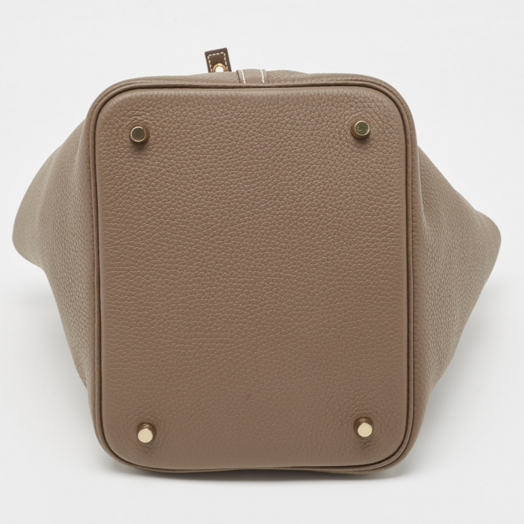 Pre Owned Hermes Etoupe Taurillon Clemence Leather Picotin Lock 22 Bag