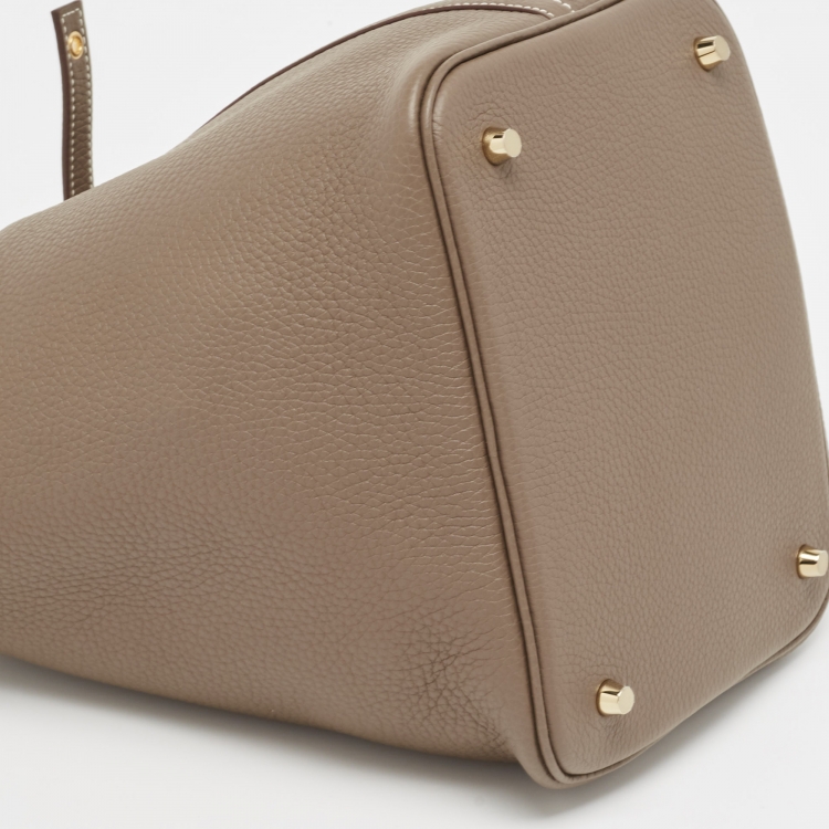 Pre Owned Hermes Etoupe Taurillon Clemence Leather Picotin Lock 22 Bag