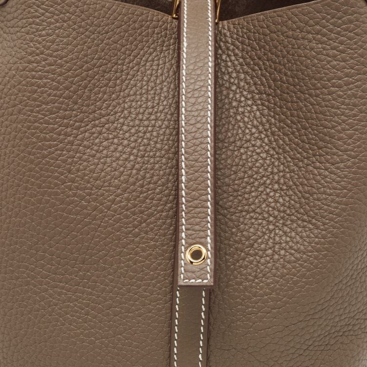 Pre Owned Hermes Etoupe Taurillon Clemence Leather Picotin Lock 22 Bag