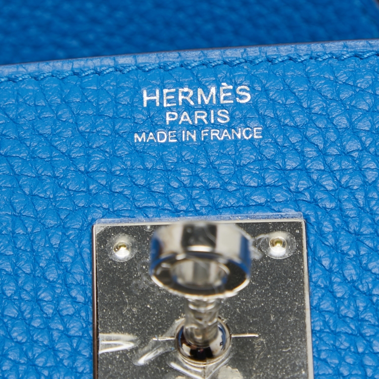 Pre Owned Hermes Bleu Zellige Taurillon Clemence Leather Palladium Finish Birkin 30 Bag