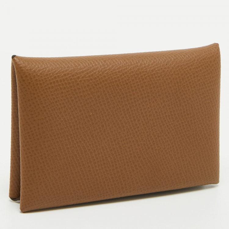 Pre Owned Hermès  Alezan/Biscuit Epsom Leather Calvi Card Holder