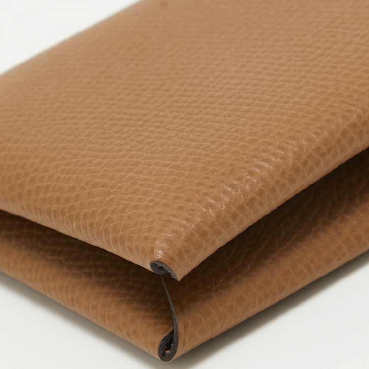 Pre Owned Hermès  Alezan/Biscuit Epsom Leather Calvi Card Holder