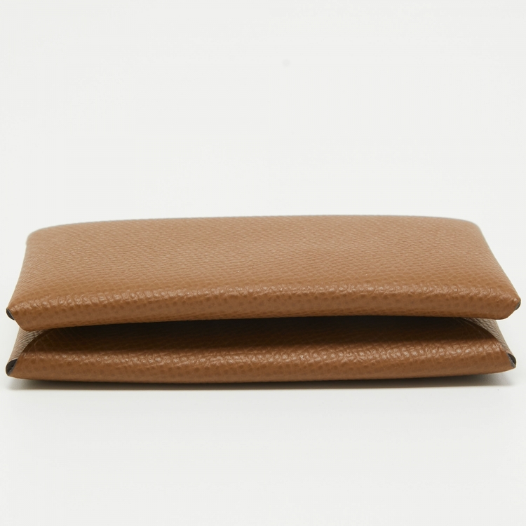 Pre Owned Hermès  Alezan/Biscuit Epsom Leather Calvi Card Holder