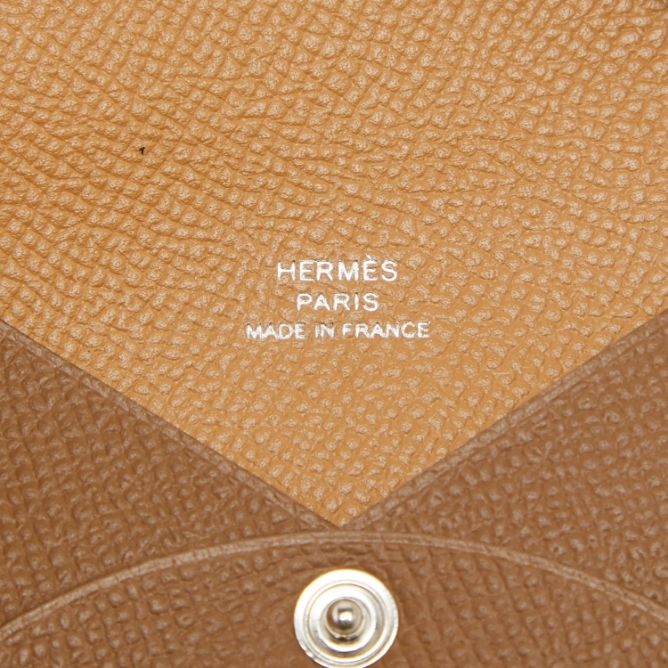 Pre Owned Hermès  Alezan/Biscuit Epsom Leather Calvi Card Holder