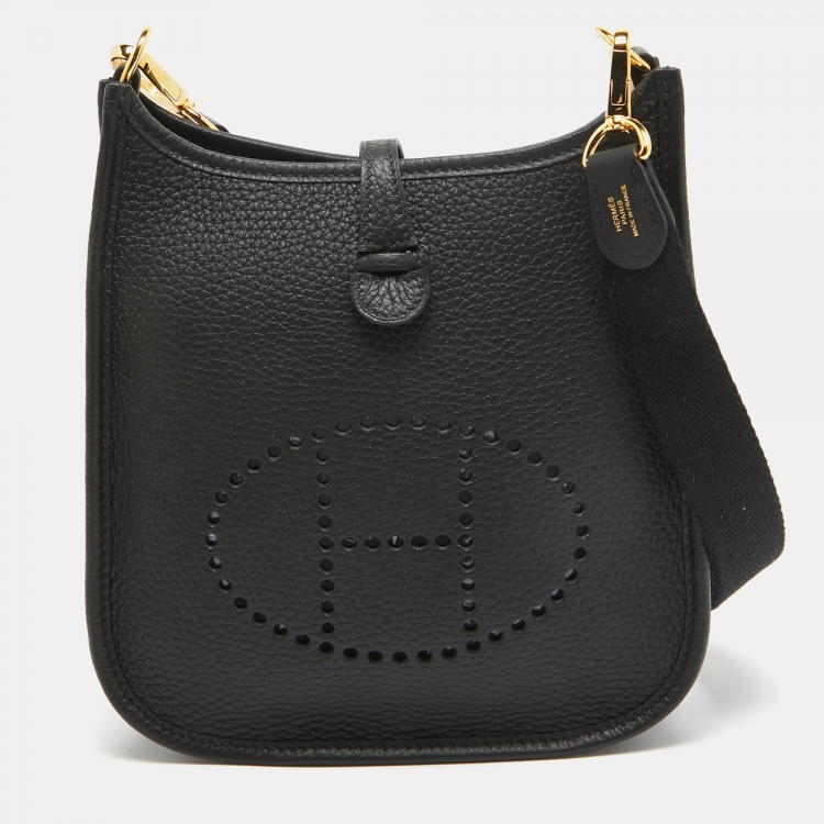 Pre Owned Hermès  Black Taurillon Clemence Leather Evelyne TPM Bag 