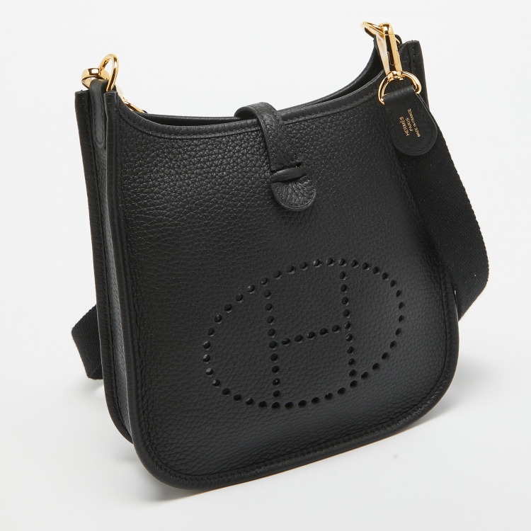 Pre Owned Hermès  Black Taurillon Clemence Leather Evelyne TPM Bag 