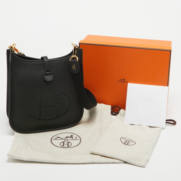 Pre Owned Hermès  Black Taurillon Clemence Leather Evelyne TPM Bag 