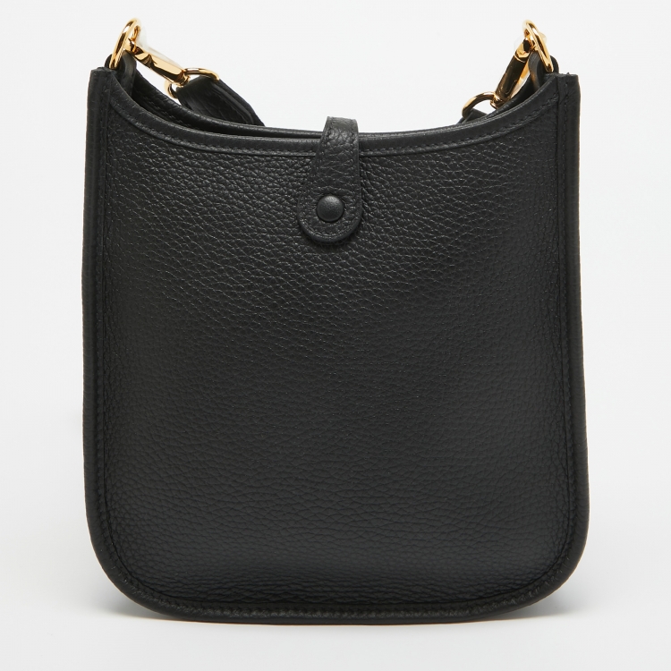 Pre Owned Hermès  Black Taurillon Clemence Leather Evelyne TPM Bag 