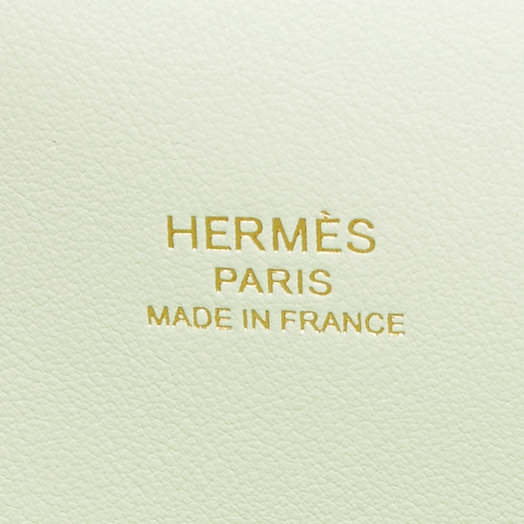 Pre Owned Hermes Vert Fizz Chevre Mysore Leather Gold Finish Geta Bag