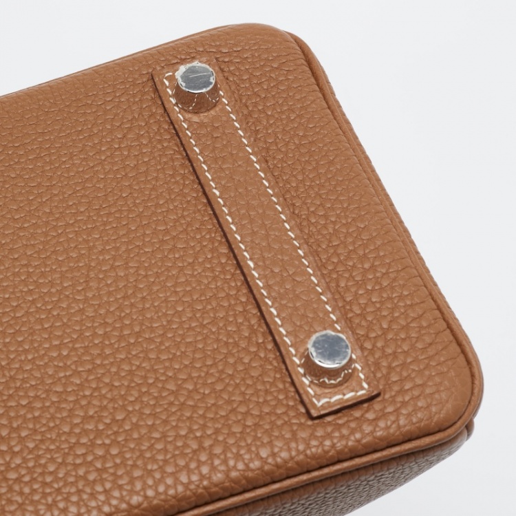 Pre Owned Hermes Gold Togo Leather Palladium Finish Birkin 25 Bag