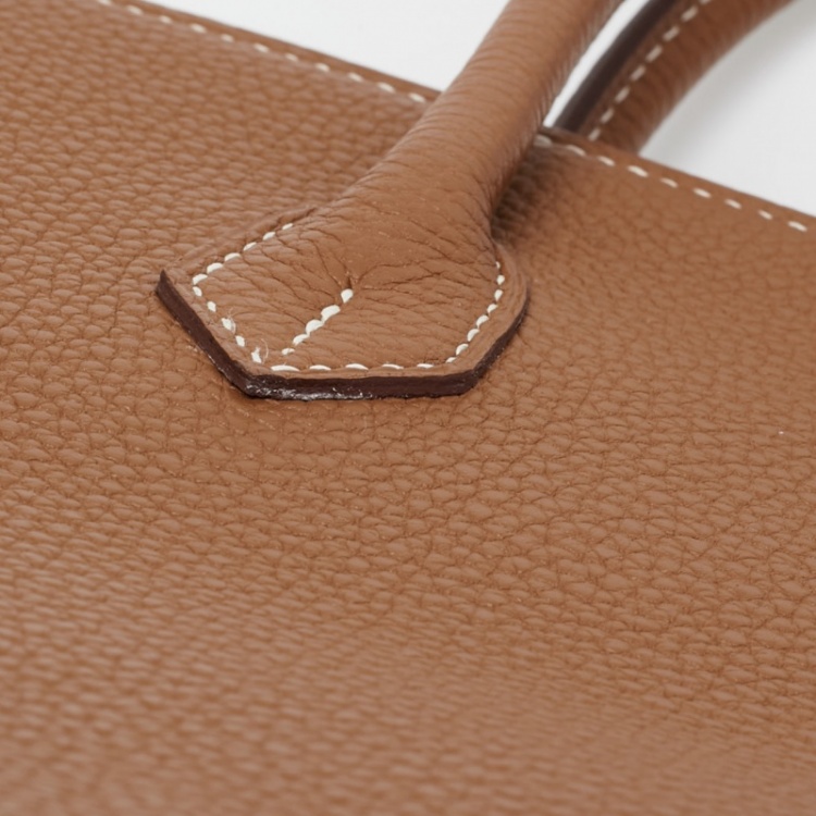 Pre Owned Hermes Gold Togo Leather Palladium Finish Birkin 25 Bag