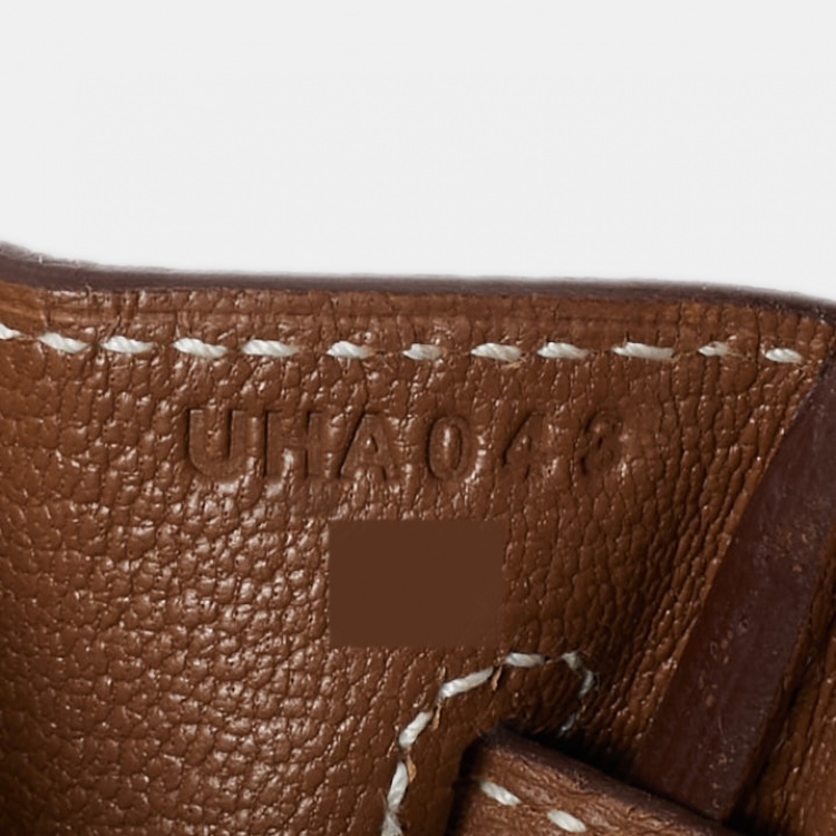 Pre Owned Hermes Gold Togo Leather Palladium Finish Birkin 25 Bag