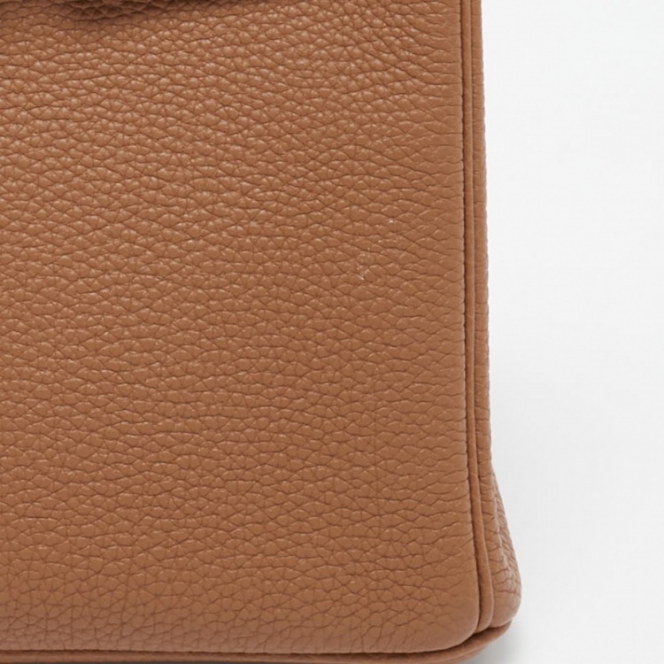 Pre Owned Hermes Gold Togo Leather Palladium Finish Birkin 25 Bag