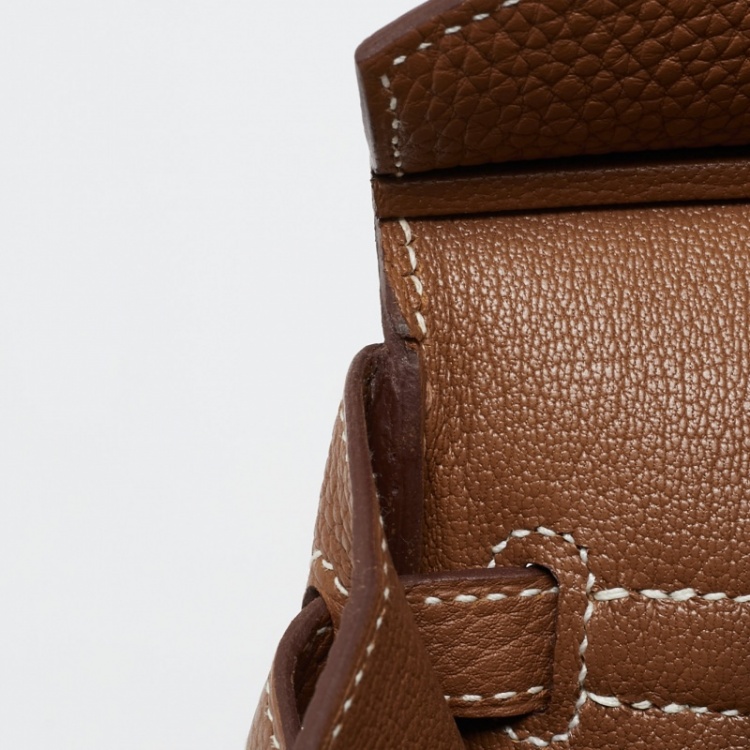 Pre Owned Hermes Gold Togo Leather Palladium Finish Birkin 25 Bag