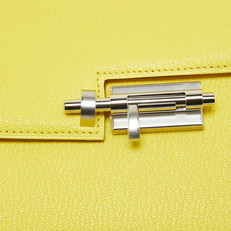 مملوكة مسبقًا Hermes Jaune Citron Chevre Mysore Leather Mini Verrou Bag