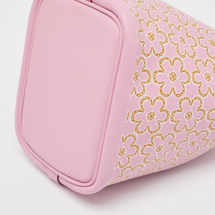 Pre Owned Hermes Mauve Sylvestre/Cuivre/Blanc Swift Leather Lucky Daisy Picotin Lock Micro Bag