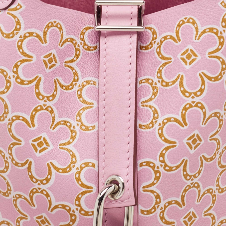 Pre Owned Hermes Mauve Sylvestre/Cuivre/Blanc Swift Leather Lucky Daisy Picotin Lock Micro Bag