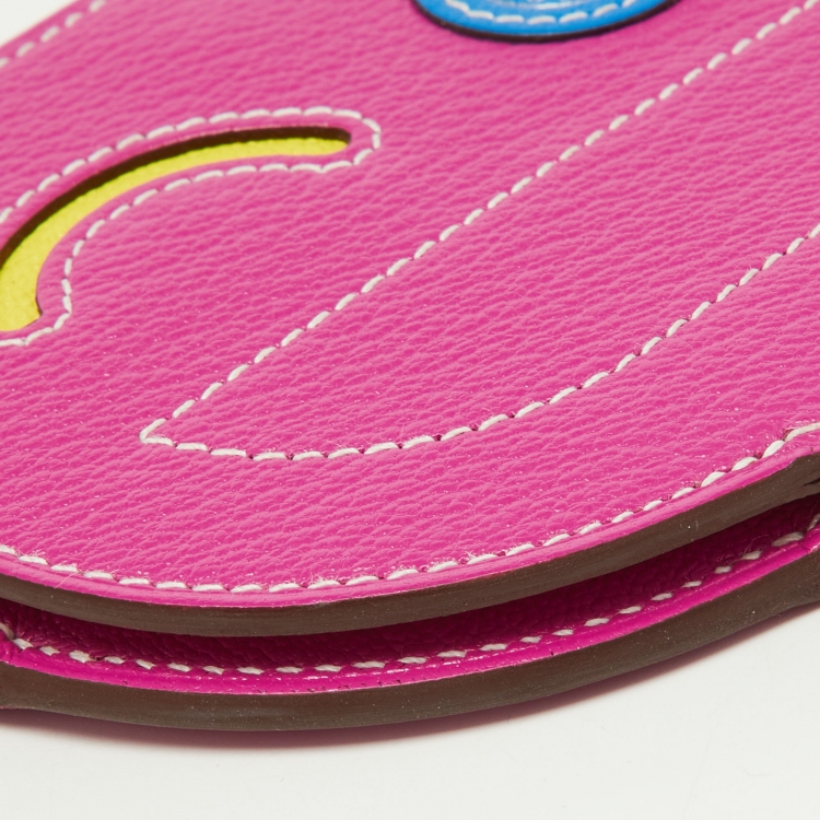 Pre Owned Hermès Magnolia/Jaune Citron/Bleu Hydra Chevre Leather In-The-Loop Wink Card Holder