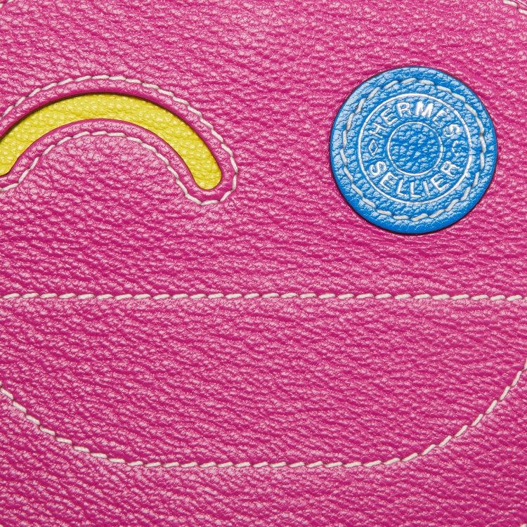Pre Owned Hermès Magnolia/Jaune Citron/Bleu Hydra Chevre Leather In-The-Loop Wink Card Holder
