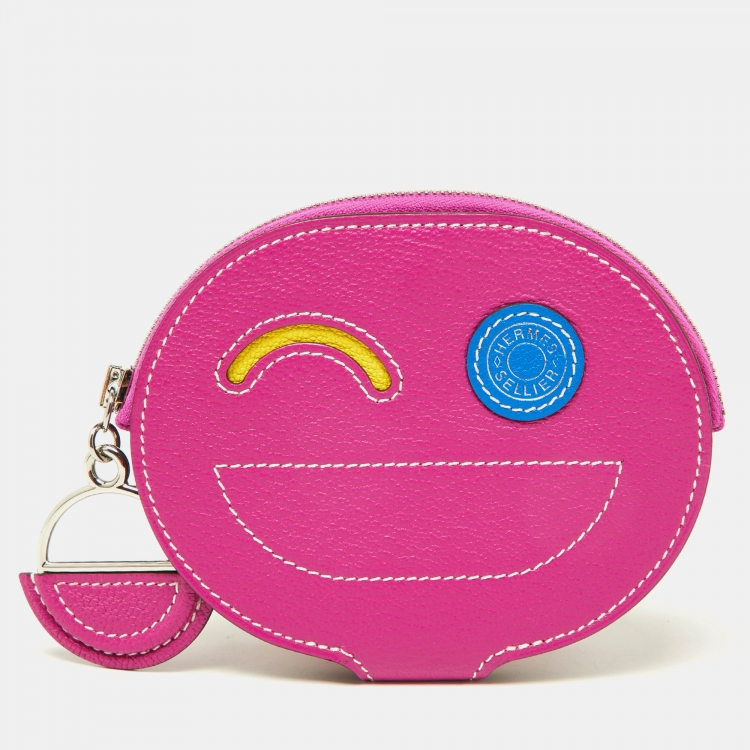 Pre Owned Hermès Magnolia/Jaune Citron/Bleu Hydra Chevre Leather In-The-Loop Wink Card Holder