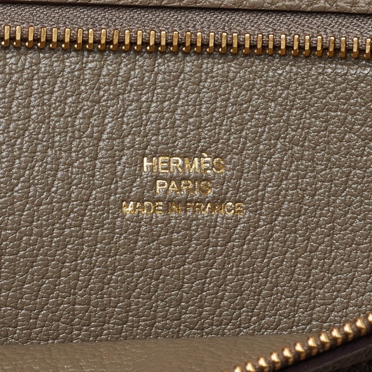 Pre Owned Hermes Etoupe Togo Leather Backpocket Pouch