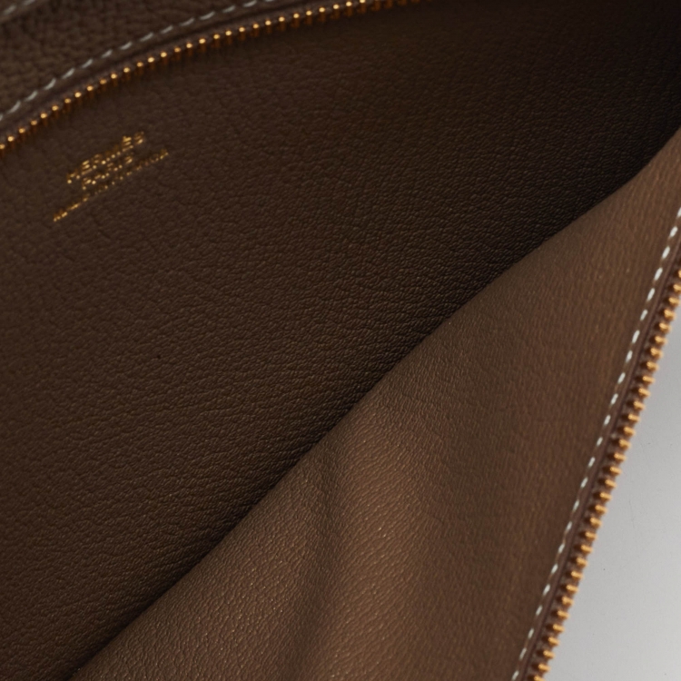 Pre Owned Hermes Etoupe Togo Leather Backpocket Pouch