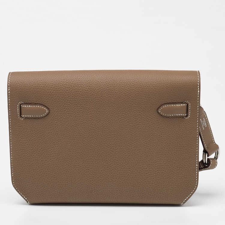 Pre Owned Hermès Etoupe Togo Leather Kelly Depeches 25 Pouch